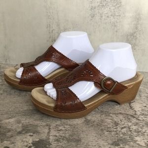 Dansko Womens Clog Mule Slip on Sandals Brown Leather Size 41 EU 9830242200